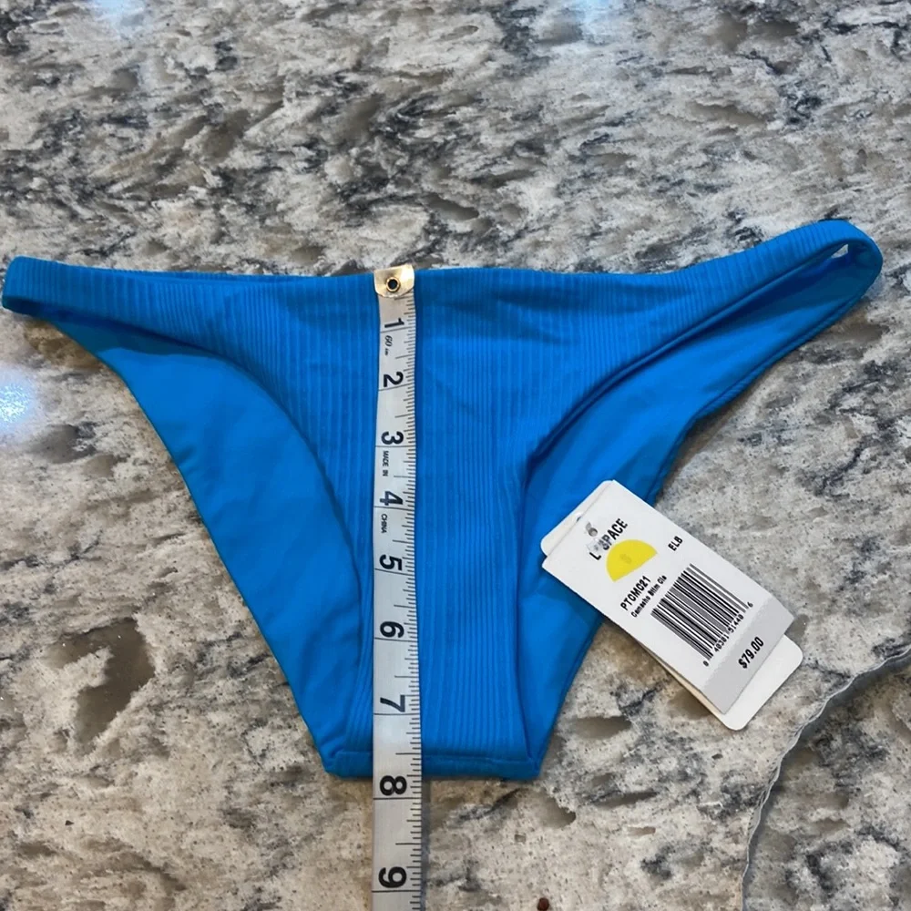 NWT L*Space Camacho Ribbed Bikini Bottom Aquarius Blue Small